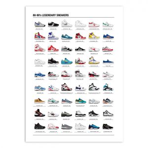 Affiche – Olivier Bourdereau – 80-90’s Legendary Sneakers – 50x70cm