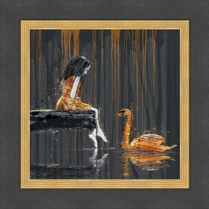 Image encadrée – Romaric – La Petite Fille et le Cygne – 40x40cm