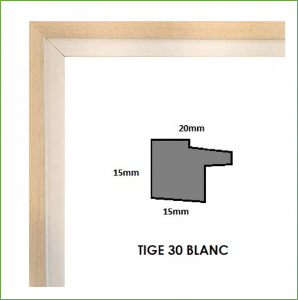 Cadre – Tige 30 – Cadre bicolore bois clair et blanc