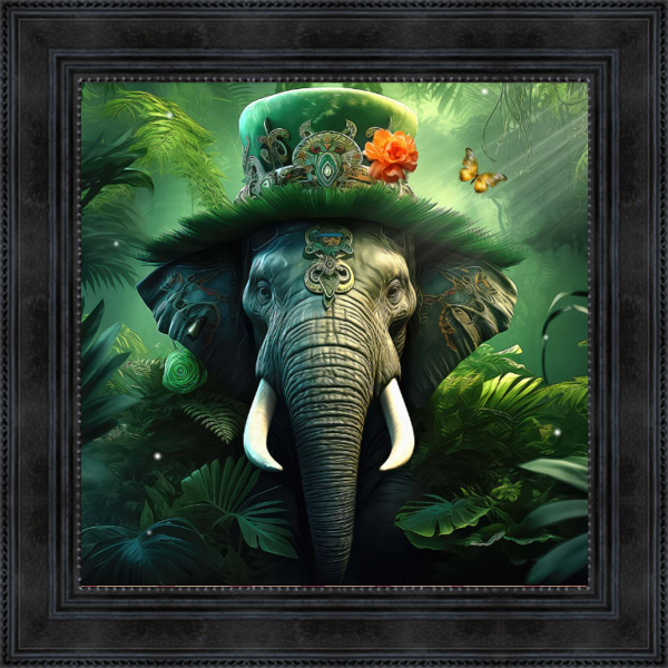 Image encadrée – Sylvain Binet – Eléphant Fantastique – 40x40cm
