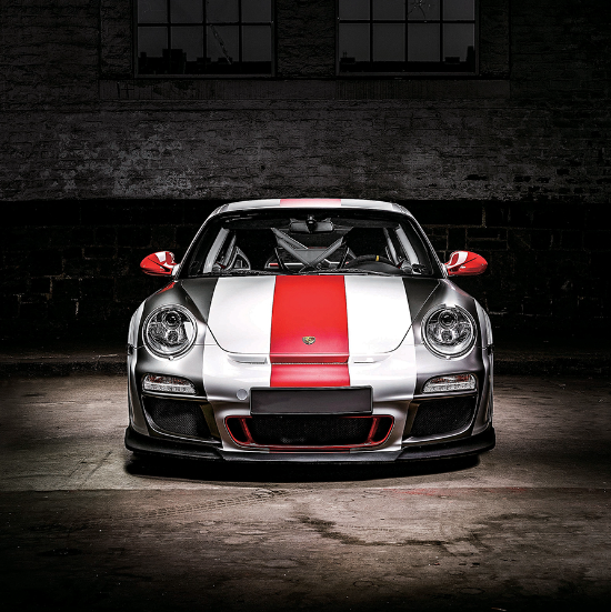 Impression sur verre – Porsche bande rouge – 100x100cm