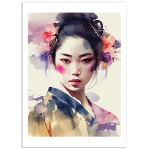 Affiche – Chromatic Fusion Studio – Watercolor Modern Geisha V3 – 30x40cm ou 50x70cm