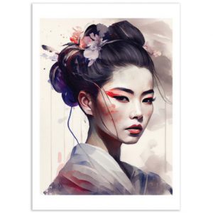 Affiche – Chromatic Fusion Studio – Watercolor Modern Geisha V3 – 30x40cm