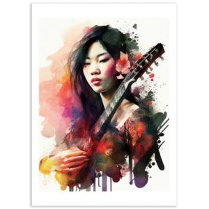Affiche – Chromatic Fusion Studio – Watercolor Musician woman – 30x40cm ou 50x70cm