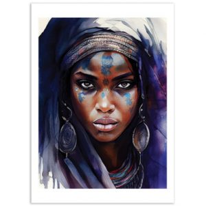 Affiche – Chromatic Fusion Studio – Watercolor Tuareg Woman – 30x40cm