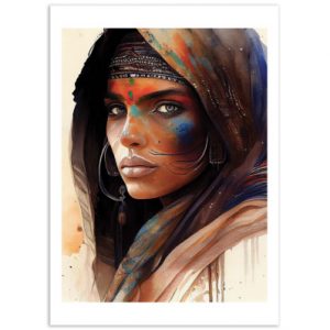 Affiche – Chromatic Fusion Studio – Watercolor Tuareg Woman – 30x40cm