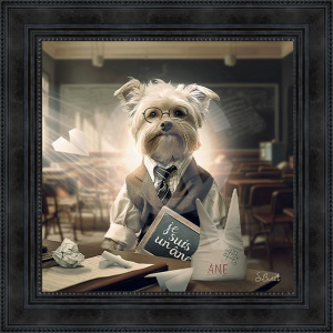 Image encadrée – Sylvain Binet – Chien Ecole – 40x40cm