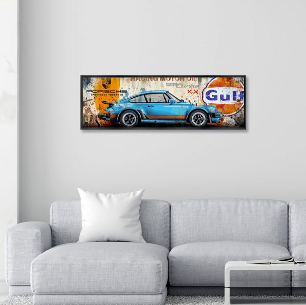 Image encadrée – Rubix – 911 Gulf Motor Oil – 30x90cm