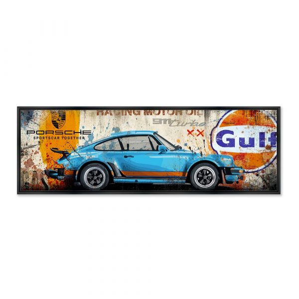 Image encadrée – Rubix – 911 Gulf Motor Oil – 30x90cm