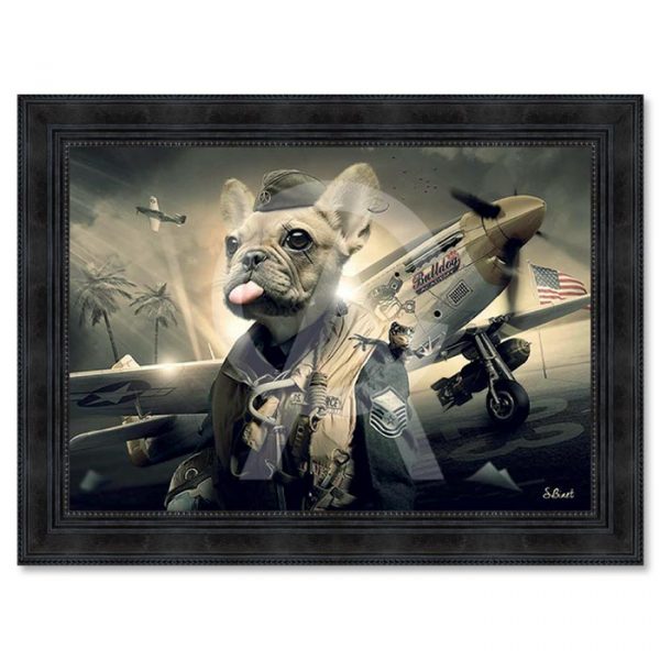 Image encadrée – Sylvain Binet – Aviateur Bouledogue – 50x70cm