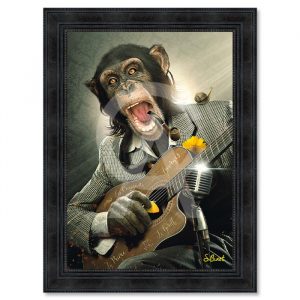 Image encadrée – Sylvain Binet – Singe Guitare – 50x70cm