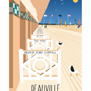 Affiche – Vue sur le port – Deauville, Les Planches – 30x40cm