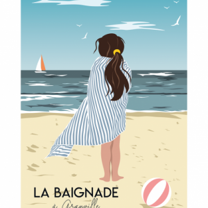 Affiche – Vue sur le port – La Baignade à Granville – 30x40cm