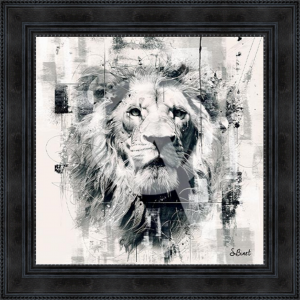 Image encadrée – Sylvain Binet – Lion NB – 40x40cm