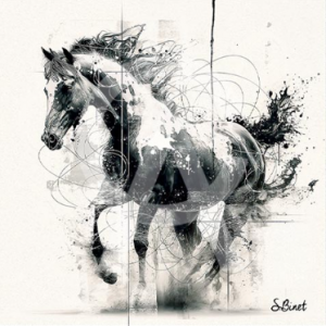 Impression Alu Dibond – Sylvain Binet – Cheval NB – 20x20cm
