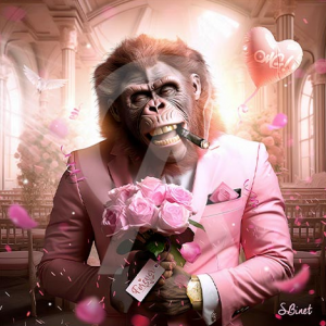 Impression alu dibond – Sylvain Binet – Monkey love – 20x20cm