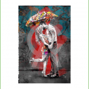 Impression Alu Dibond – Romaric – Les Amoureux sous la pluie – 20x28cm