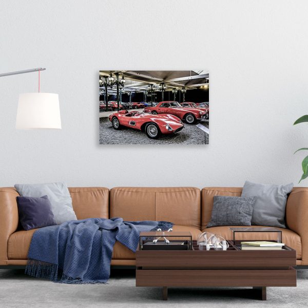 Impression sur verre – Garage voitures rouges – 60x90cm