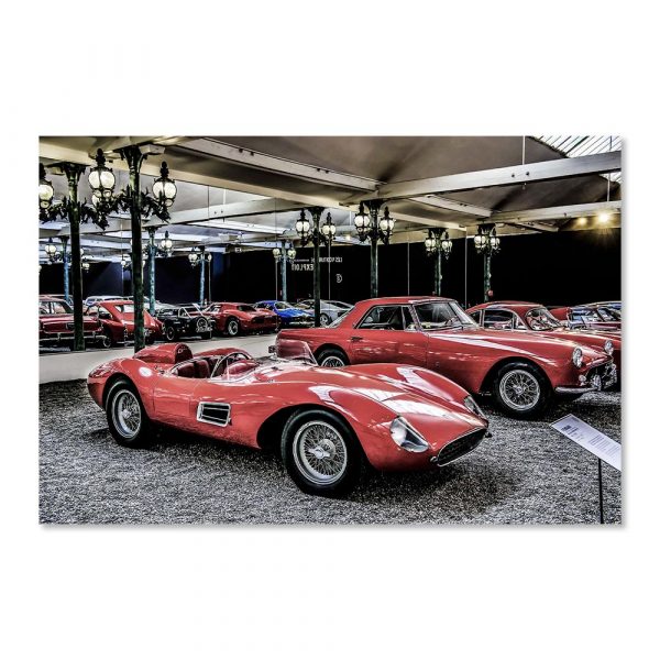 Impression sur verre – Garage voitures rouges – 60x90cm