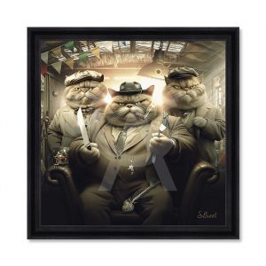 Image encadrée – Sylvain Binet – Chats Mafia – 40x40cm
