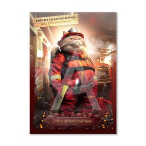 Impression Alu Dibond – Sylvain Binet – Chat-peur-pompier – 20x28cm