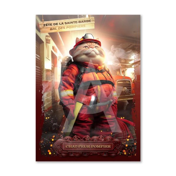 Impression Alu Dibond – Sylvain Binet – Chat-peur-pompier – 20x28cm