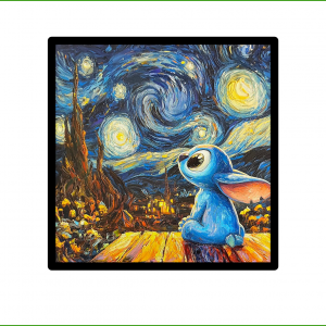 Image encadrée – Stitch Van Gogh – 30x30cm