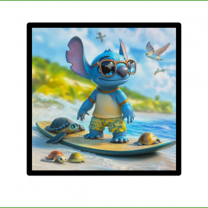 Image encadrée – Stitch Surf2– 14x14cm ou 30x30cm