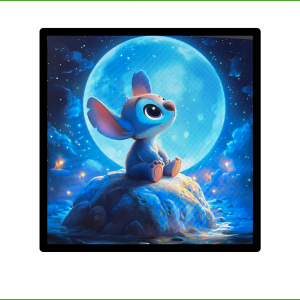 Image encadrée – Stitch Lune – 14x14cm ou 30x30cm