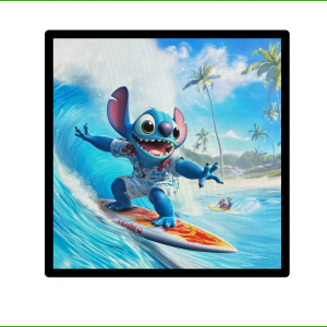 Image encadrée – Stitch Surf – 14x14cm ou 30x30cm