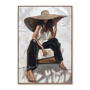 Toile encadrée – Femme bohême pantalon noir – 70x100cm