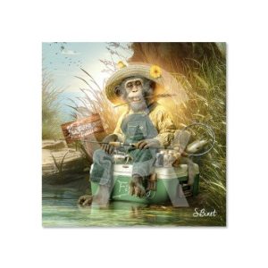 Impression Alu Dibond – Sylvain Binet – Singe Pêcheur – 20x20cm